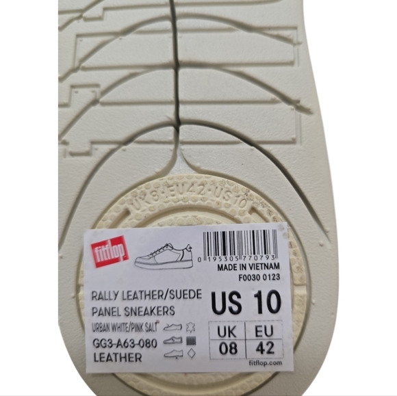 NIB Fitflop Rally Leather Suede Panel Sneakers 10 Urban White Pink Salt - Picture 7 of 10